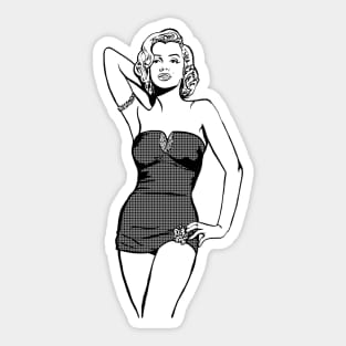 Marilyn Line Drawing -white block Sticker